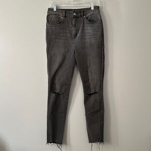 Express Black Distressed Denim Skinney Jeans 4-Way Hyper Stretch Medium 6/8/10